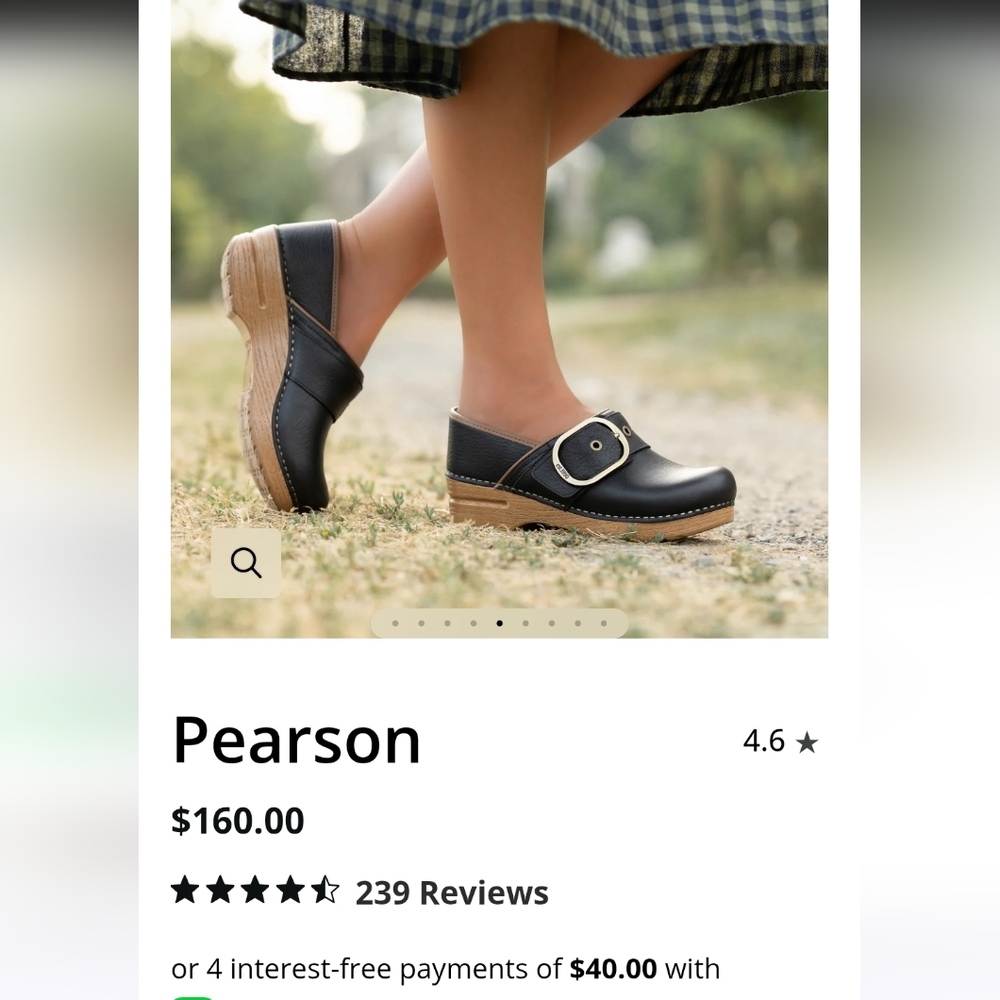 Dansko Pearson Black Tumbled Clog Leather Roomy Toe Box Buckle Womens 38 = 7.5 8 - Picture 8 of 8